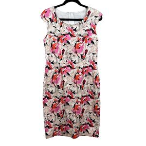 L.K. BENNETT London Womens Sheath Dress Floral Lined Sleeveless Zip Up Size 10*